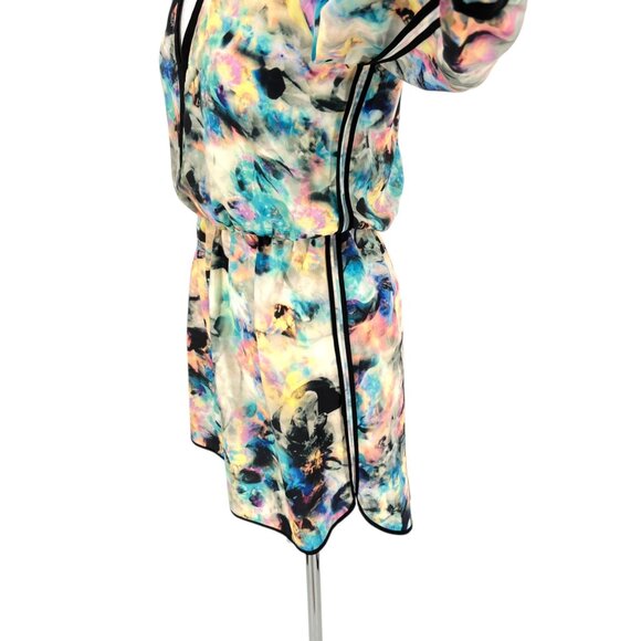 Parker Alfie Multicolor Abstract Print Dress Contrast Trim Size Small - Picture 6 of 14